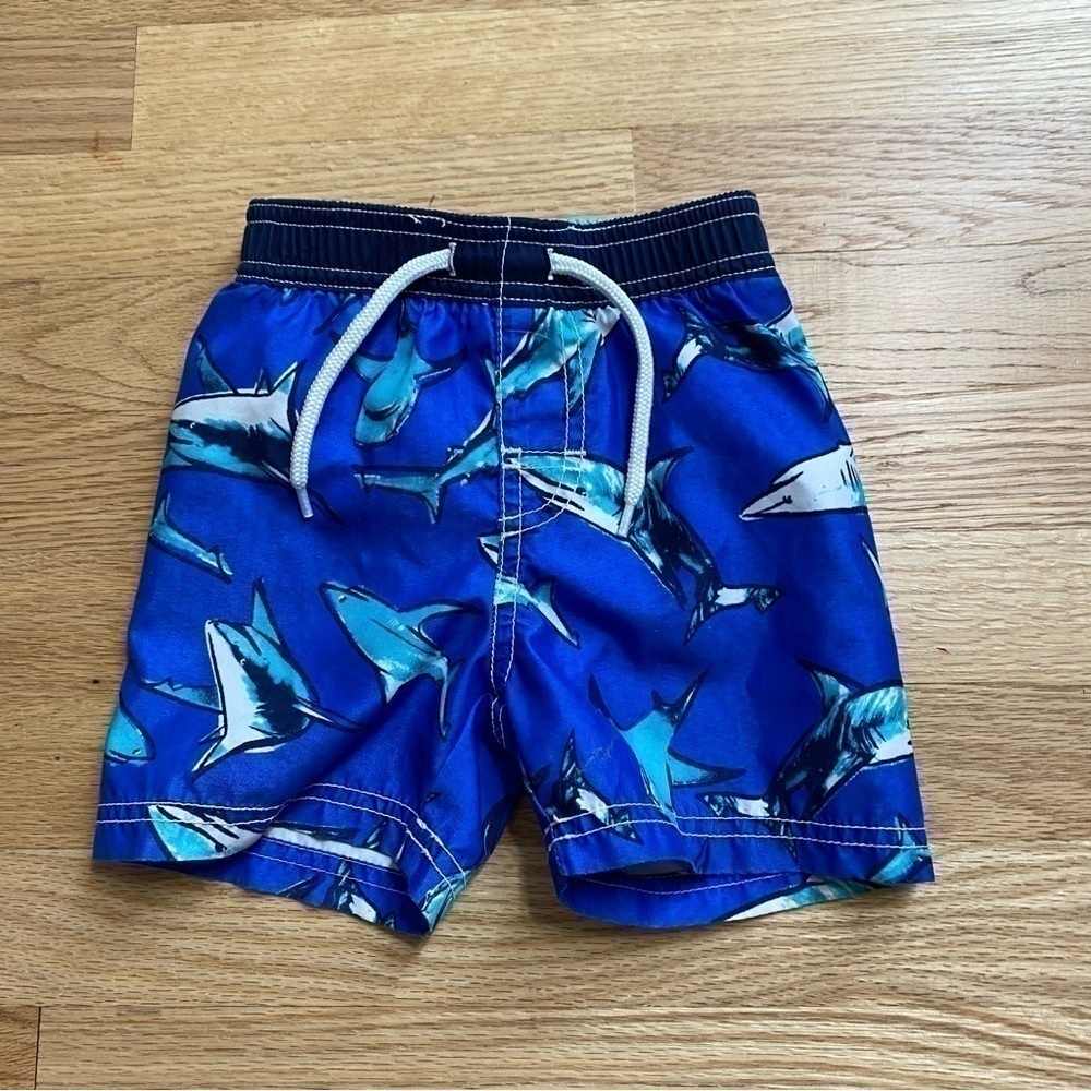Old Navy Shark Swim Trunks Shorts 12-18 mos Boys Baby Toddler Blue